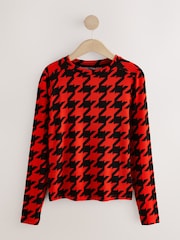 Red/Black Soft Touch Lightweight Ribbed Long Sleeve T-Shirt with TENCEL™ Lyocell - Image 5 of 7