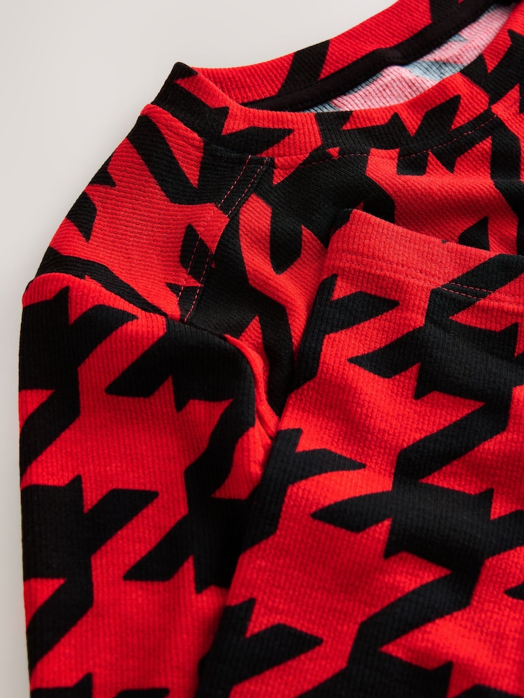 Red/Black Soft Touch Lightweight Ribbed Long Sleeve T-Shirt with TENCEL™ Lyocell - Image 7 of 7