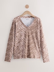 Estampa de zebra - Cotton Modal Blend Slouch Long Sleeve T-Shirt - Imagem 1 de 3