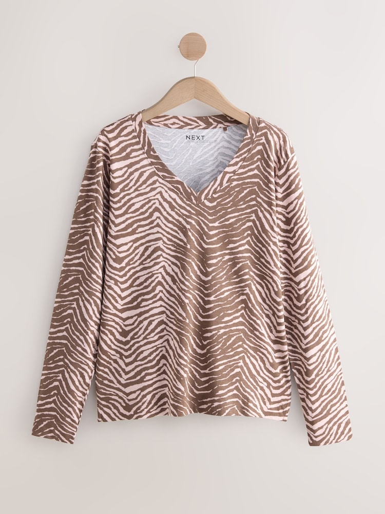 Estampa de zebra - Cotton Modal Blend Slouch Long Sleeve T-Shirt - Imagem 1 de 3