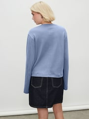 Azul - Interlock Long Sleeve Crew Neck T-Shirt - Imagem 3 de 7