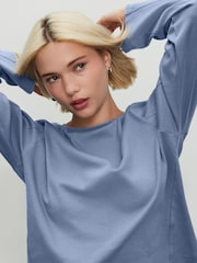 Azul - Interlock Long Sleeve Crew Neck T-Shirt - Imagem 4 de 7
