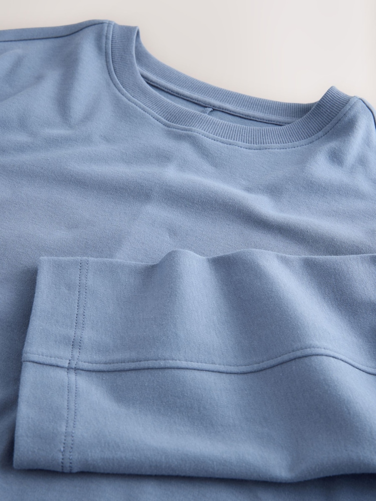 Azul - Interlock Long Sleeve Crew Neck T-Shirt - Imagem 7 de 7