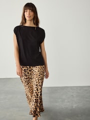 Black Cotton Blend Sleeveless Drape Top - Image 2 of 7