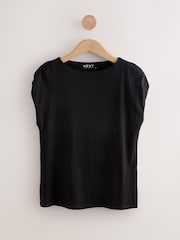 Black Cotton Blend Sleeveless Drape Top - Image 5 of 7