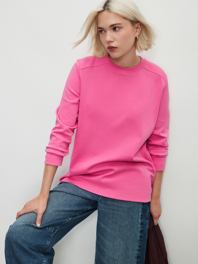 Pink Relaxed Long Sleeve Crew Neck T-Shirt - Image 1 of 8