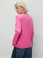 Pink Relaxed Long Sleeve Crew Neck T-Shirt - Image 3 of 8