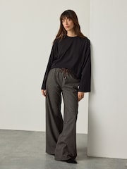Black Relaxed Long Sleeve Crew Neck T-Shirt - Image 2 of 8