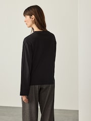 Black Relaxed Long Sleeve Crew Neck T-Shirt - Image 4 of 8