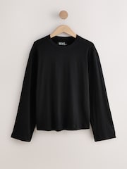 Black Relaxed Long Sleeve Crew Neck T-Shirt - Image 6 of 8