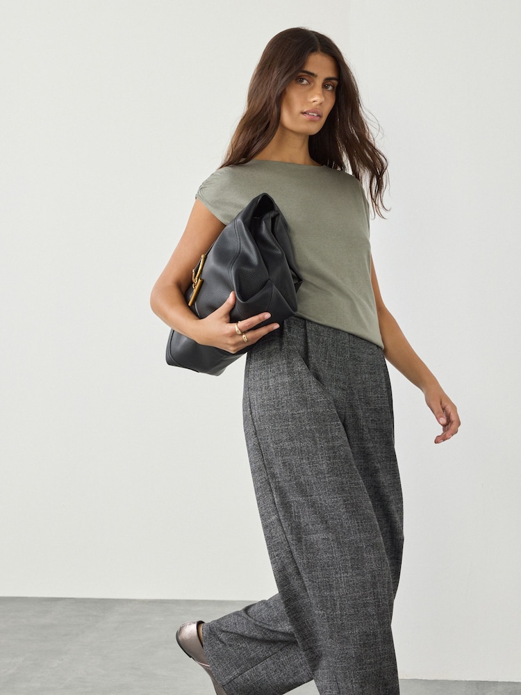 Olive Green Cotton Blend Sleeveless Drape Top - Image 1 of 8