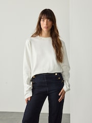 Branco - Interlock Long Sleeve Crew Neck T-Shirt - Imagem 1 de 8