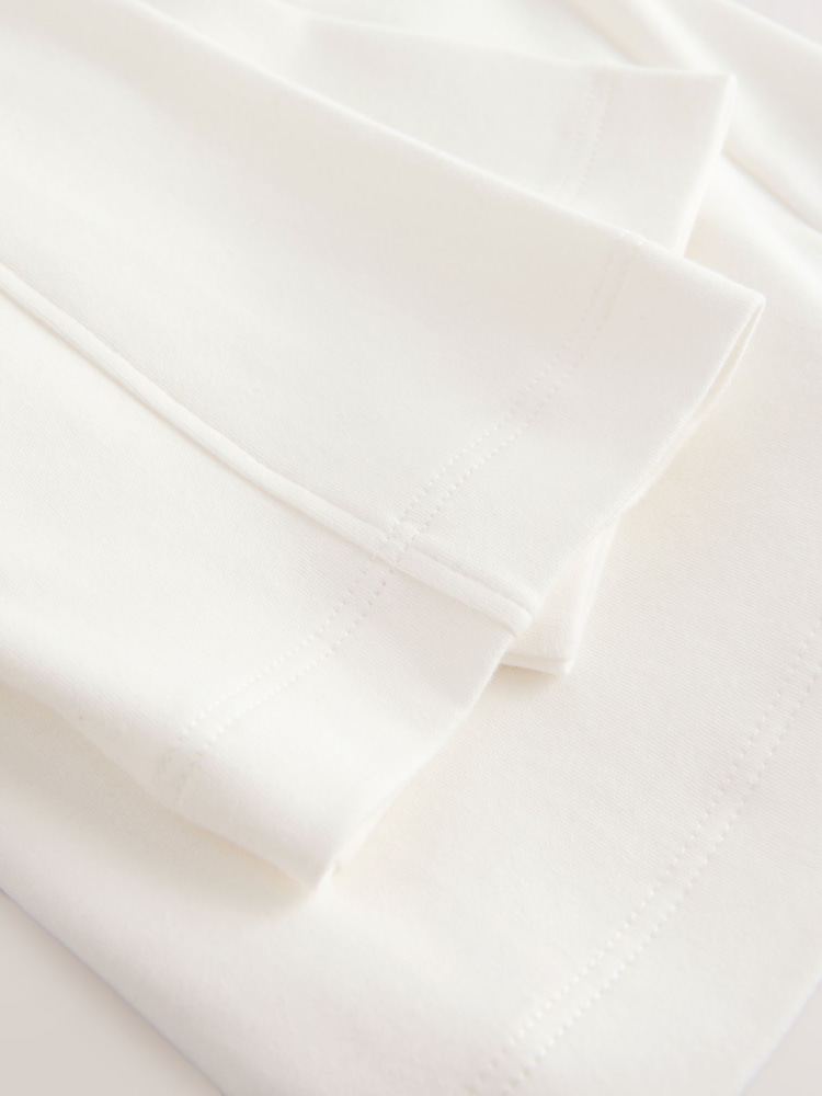 White Interlock Long Sleeve Crew Neck T-Shirt - Image 8 of 8 White Interlock Long Sleeve Crew Neck T-Shirt - Image 8 of 8