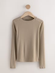 Ecru/Seafoam Green/Neutral 3 Pack Long Sleeve Crew Neck Top Containing TENCEL™ Lyocell - Image 4 of 6