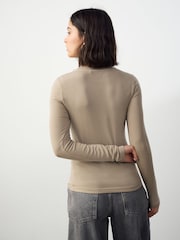 Ecru/Seafoam Green/Neutral 3 Pack Long Sleeve Crew Neck Top Containing TENCEL™ Lyocell - Image 9 of 10