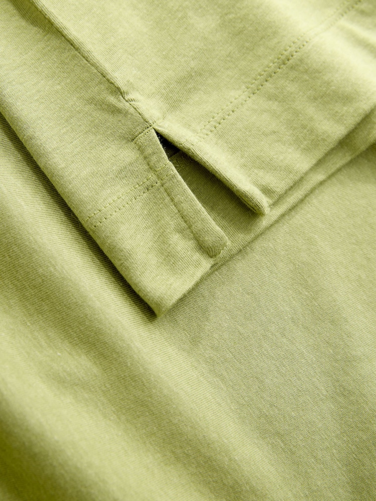 Green Cotton Modal Blend Slouch Long Sleeve T-Shirt - Image 2 of 3 Green Cotton Modal Blend Slouch Long Sleeve T-Shirt - Image 2 of 3