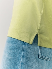 Green Cotton Modal Blend Slouch Long Sleeve T-Shirt - Image 4 of 7