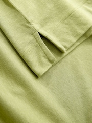 Green Cotton Modal Blend Slouch Long Sleeve T-Shirt - Image 6 of 7