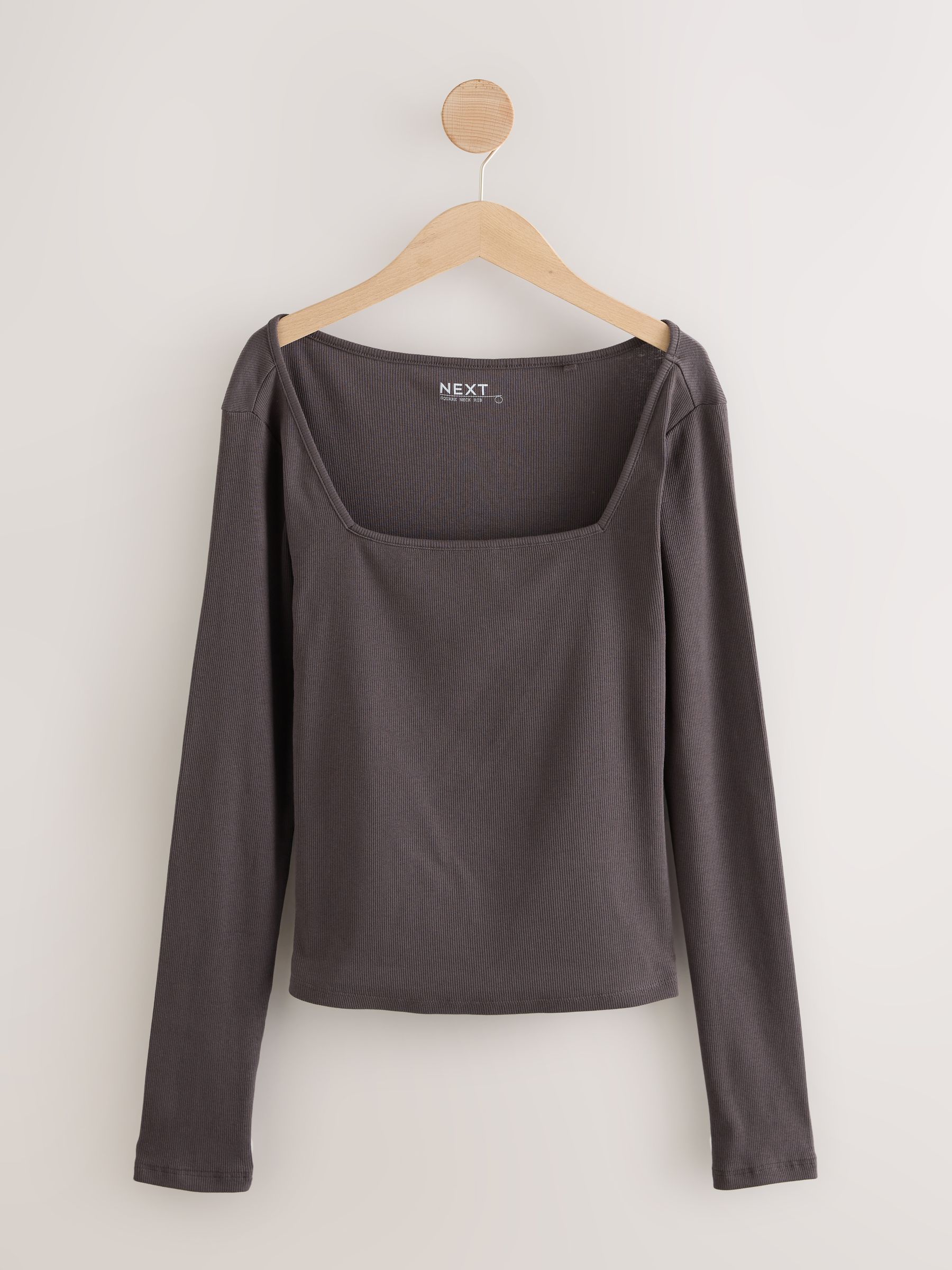 Buy Slate/Seafoam/Teal 3 Pack Square Neck Ribbed Long Sleeve Top