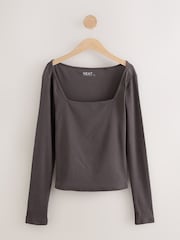 Slate/Seafoam/Teal 3 Pack Square Neck Ribbed Long Sleeve Top - Image 2 of 6
