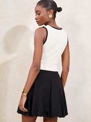 Lipsy Black Animal Bubble Hem Mini Skirt - Image 4 of 4
