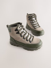 Khaki Green Suede Lace-Up Hiker Boots - Image 1 of 5