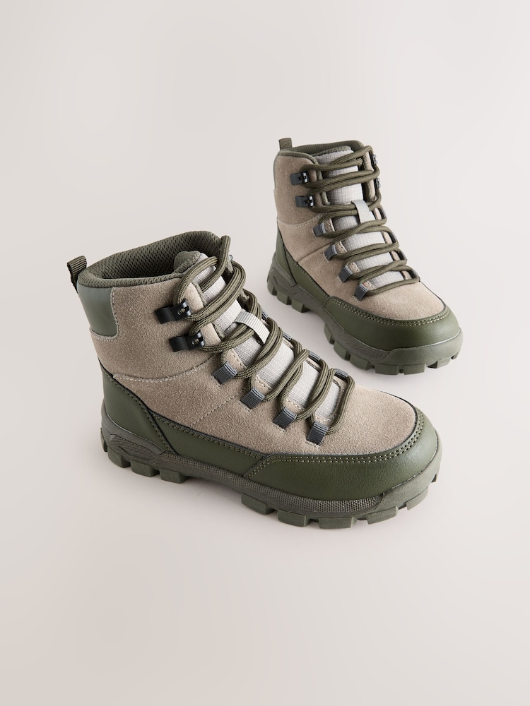 Khaki Green Suede Lace-Up Hiker Boots - Image 1 of 5