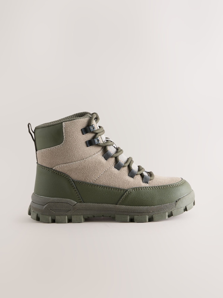 Khaki Green Suede Lace-Up Hiker Boots - Image 2 of 5