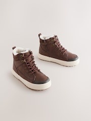 Chocolate Brown Standard Fit (F) Warm Lined High Top Boots - Image 1 of 1