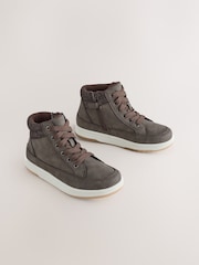 Chocolate Brown Warm Lined High Top Boots - Image 1 of 5