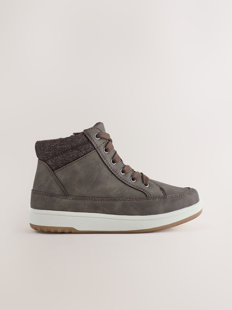 Chocolate Brown Warm Lined High Top Boots - Image 2 of 5