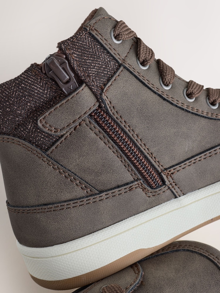 Chocolate Brown Warm Lined High Top Boots - Image 5 of 5