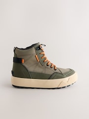 Khaki Green Standard Fit (F) Warm Lined High Top Boots - Image 3 of 6