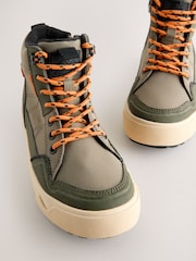 Khaki Green Standard Fit (F) Warm Lined High Top Boots - Image 4 of 6