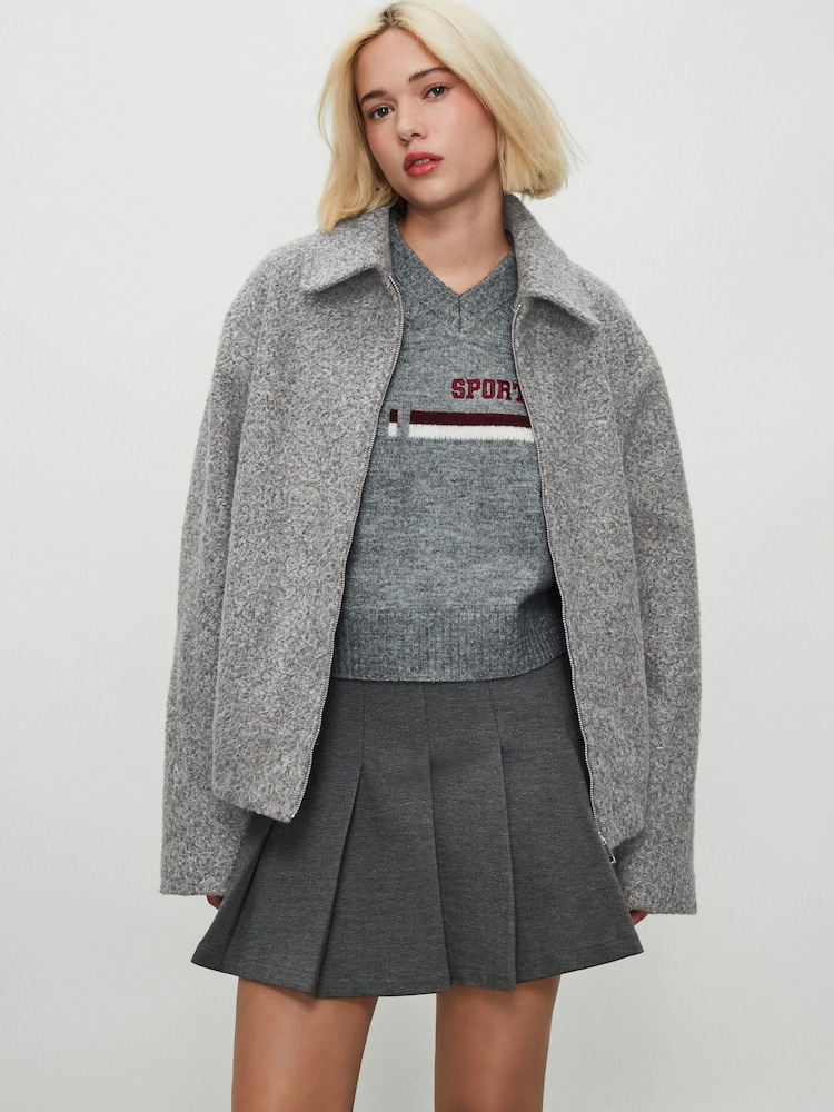Gris - Coatigan Bomber Jacket - Imagen 2 de 8 Gris - Coatigan Bomber Jacket - Imagen 2 de 8