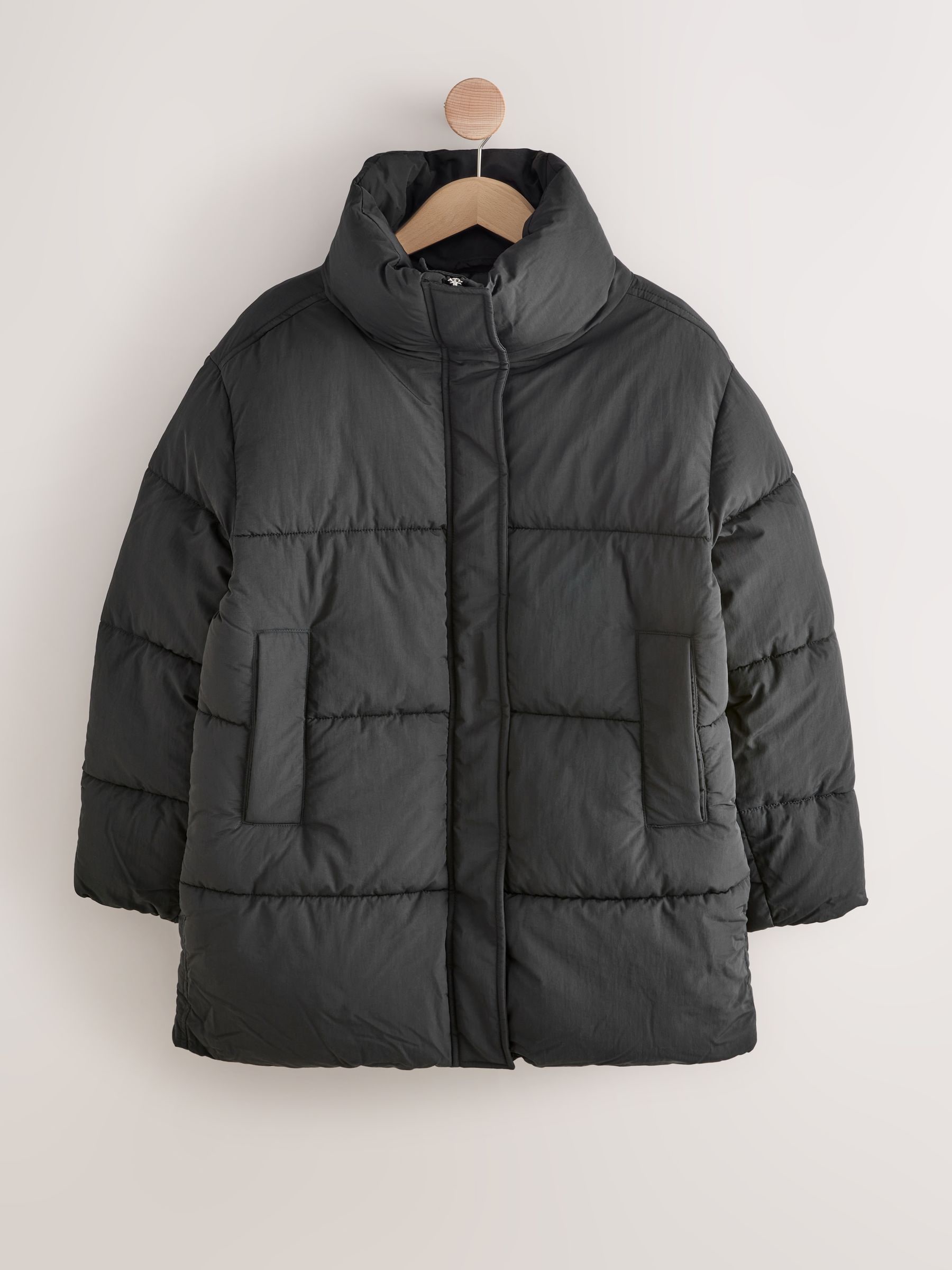 Buy Black Shower Resistant Mid Length Padded Coat from Next South