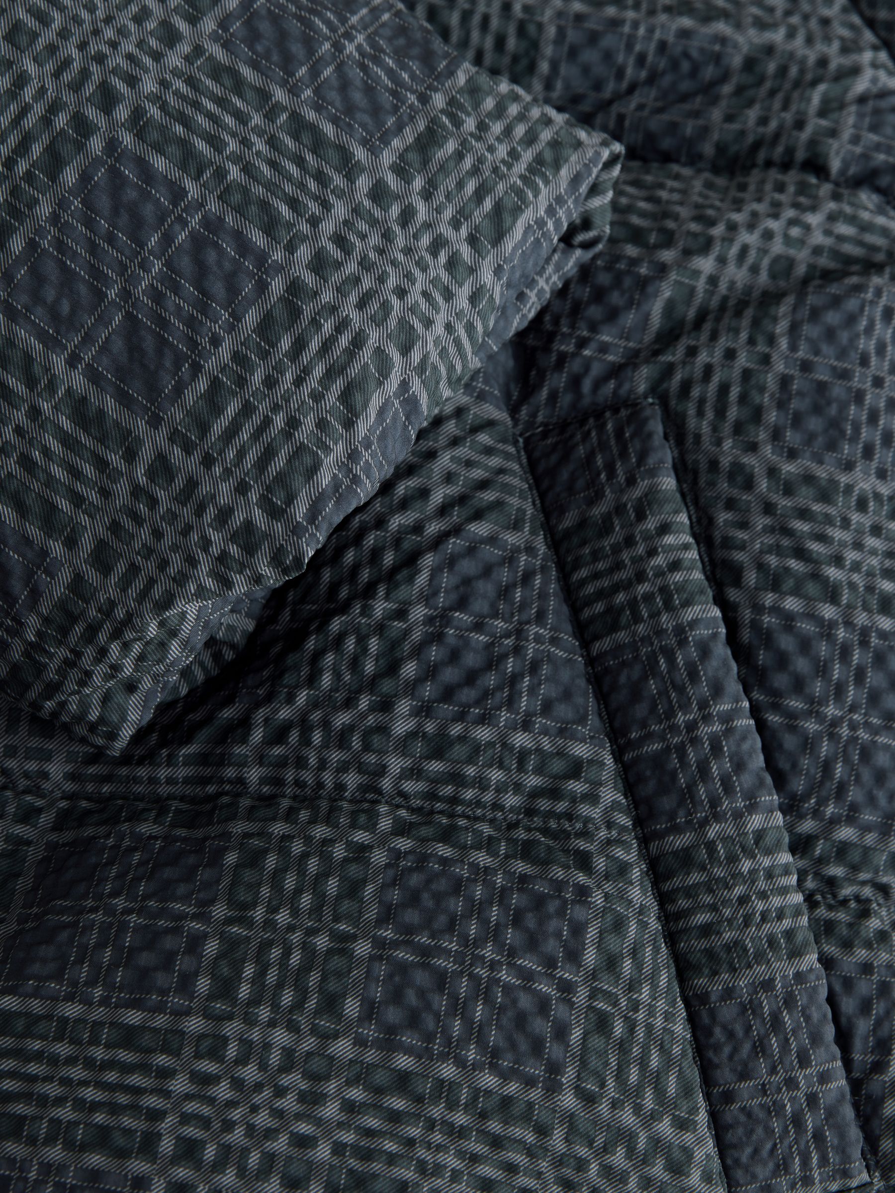 Buy Navy Blue Check Short Padded Coat with Detachable Sleeves from
