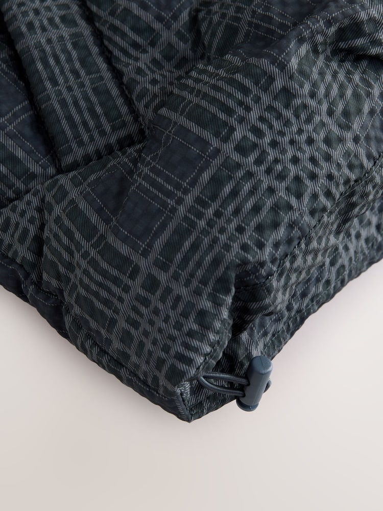 Navy Check Short Padded Coat with Detachable Sleeves - Image 9 of 9