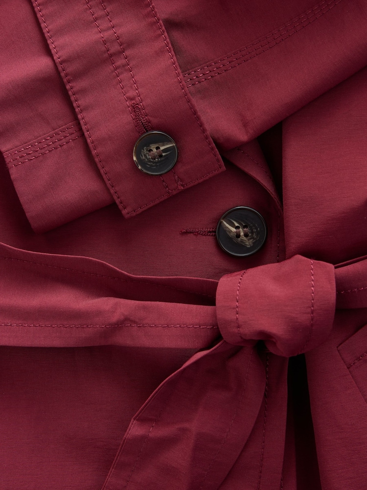 Berry Red Shower Resistant Trench Coat - Image 9 of 9 Berry Red Shower Resistant Trench Coat - Image 9 of 9