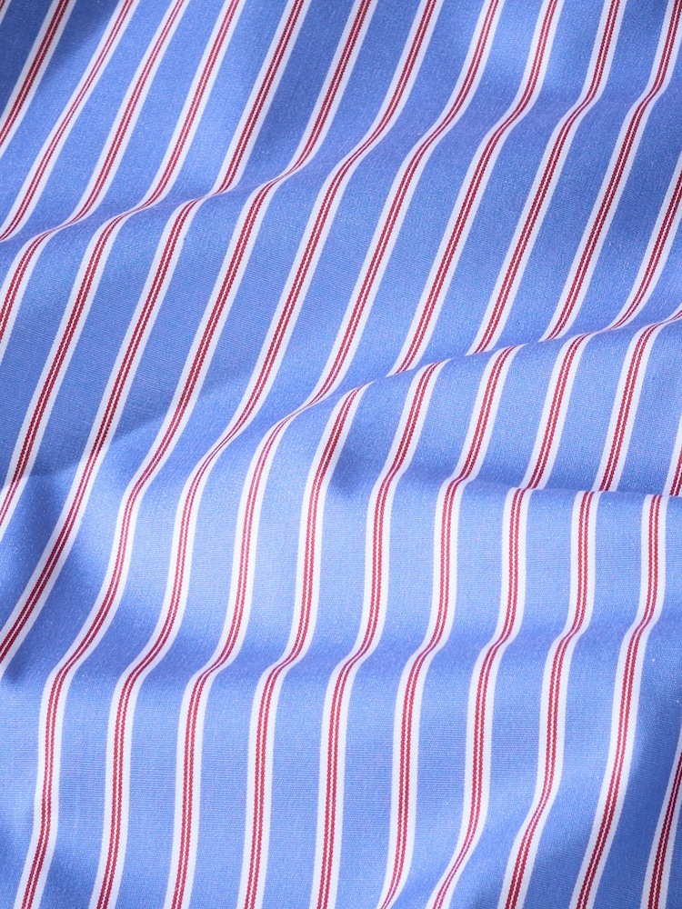 Blue Stripe Slim Fit 100% Cotton Signature Single Cuff Shirt - Image 8 of 8 Blue Stripe Slim Fit 100% Cotton Signature Single Cuff Shirt - Image 8 of 8