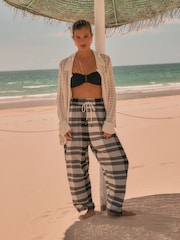 Black/White Textured Check Barrel Trousers - Image 1 of 9