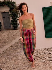 Pink Textured Check Barrel Trousers - Image 1 of 8