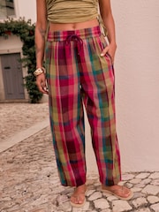 Pink Textured Check Barrel Trousers - Image 3 of 8