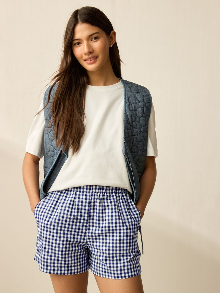 Blue Pull On Gingham Shorts - Image 1 of 1