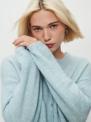 Azul claro - Soft Touch Crew Neck Knitted Cardigan With Alpaca - Imagen 4 de 8