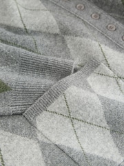 Grey Multi Argyle Supersoft V-Neck Cardigan With Pockets - Image 8 of 9