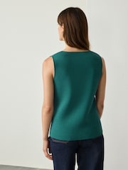 Teal Blue Smart V-Neck Knitted Waistcoat - Image 3 of 7