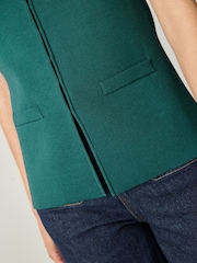 Teal Blue Smart V-Neck Knitted Waistcoat - Image 4 of 7