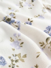 Ecru Floral Slim Super Soft Crew Neck Cardigan with Wool - Image 9 of 10