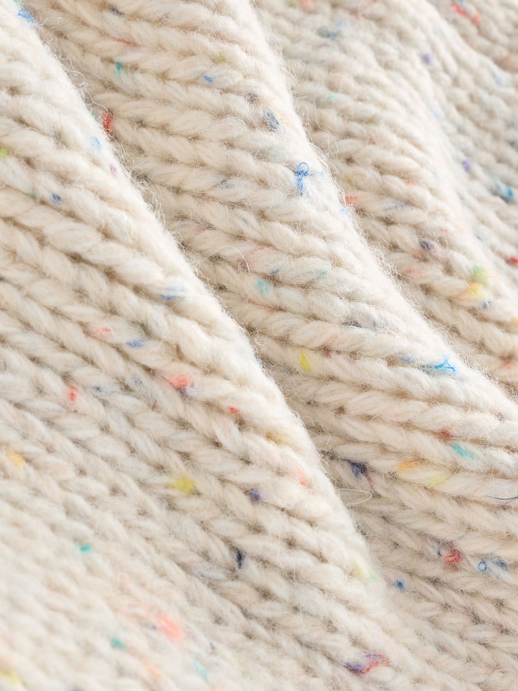 Ecru Neppy Soft Touch Chunky Knit Cardigan With Wool - Image 10 of 10